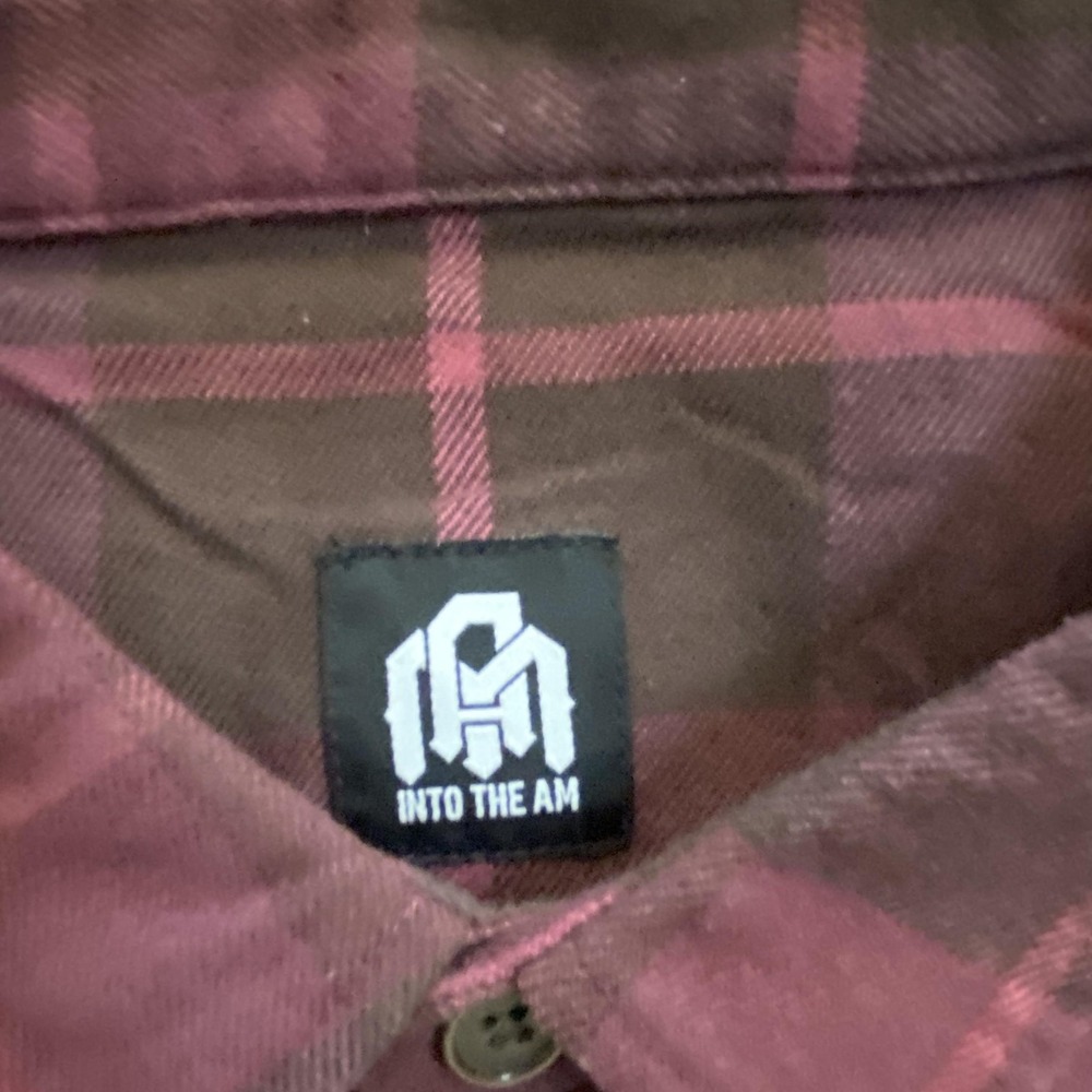 INTO THE AM Shirt Mens 2XL Burgundy Black Plaid Button Down Long Sleeve Stretch - Picture 3 of 12
